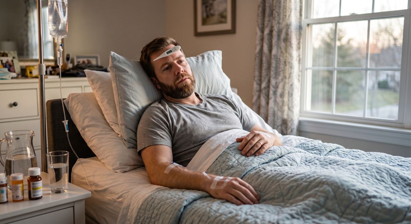 A person resting in bed