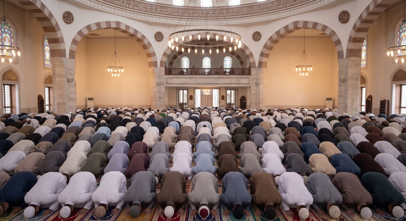 People praying together in a mosque